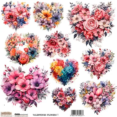 Produktbild von AUFKLEBER ScrapLove Dekor Stickers - Valentines Flower 1-  Blume Herzen