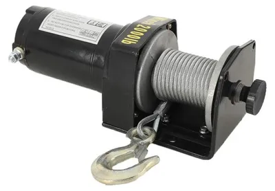 Obrázek produktu pro Elektrický naviják – přívěs pro čtyřkolky – tažná síla 900 kg – stejnosměrný motor 24 V – převodový poměr 136:1
