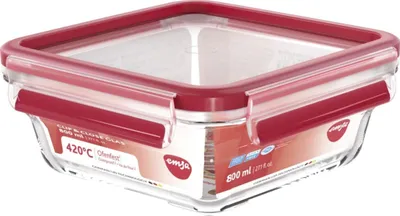 Zdjęcie produktu dla EMSA CLIP & CLOSE N10414, Pudełko, Kwadrat, 0,8 l, Przezroczysty, Szkło, 420 °C