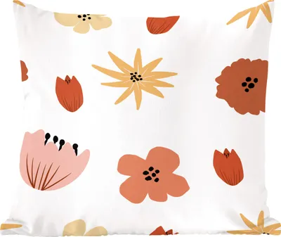 Produktbild von MuchoWow® Zierkissen Sofakissen Wohnzimmer Dekokissen 40x40 cm Blumen - Weiß - Abstrakt - Muster - Foto Kissen - Schlafzimmer Dekoration
