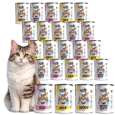 Produktbild von TufTuf | Katzenfutter Geschmacksmix - Nassfutter Set 4x400g Dose - Katzenfutter 24x400g fur Katze