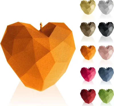 Produktbild von Dekokerze verschiedene Formen ein schönes Geschenk eine Designer-Kerze Dekoration jedes Interieurs - Kerze Herz Orange