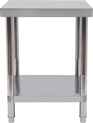 Immagine prodotto di Tavolo da cucina in acciaio inossidabile - Tavolo da lavoro per la ristorazione - Struttura a 2 ripiani aperti - Impermeabile - Portata 400 kg - Altezza 80 cm