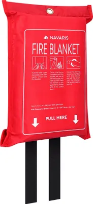 Produktbild von Navaris Löschdecke aus Glasfaser 1,20x1,20m - Feuerlöschdecke für Fettbrände - Brandschutzdecke Küche Auto - Feuerdecke Feuerlöscher Decke