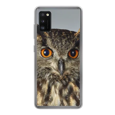 Produktbild von MuchoWow® Handyhülle Schutzhülle Hülle für Samsung Galaxy A41 Braune Eule mit hellblauem Hintergrund Silikon Softcase Handy Hülle - Mobiltelefon
