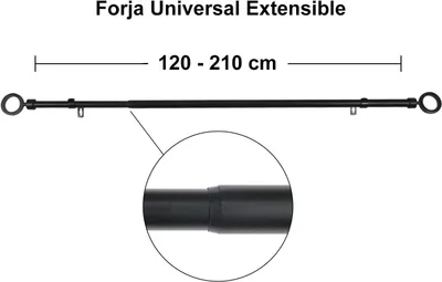 Produktbild von Teleskopische Gardinenstange Metall Verstellbar Schwarz 120-210 cm Robust