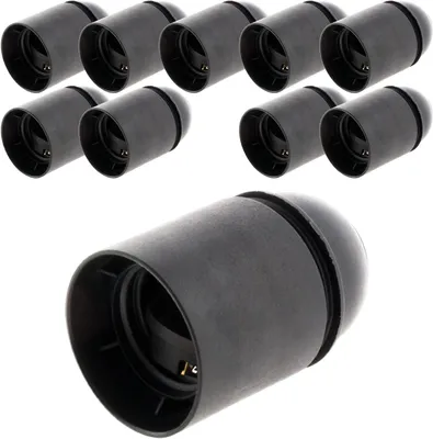 Productafbeelding van E27 Fittingen - Lamp Fittingen - Verlichtingsprojecten - Zonder Ring - 10 Stuks - Zwart