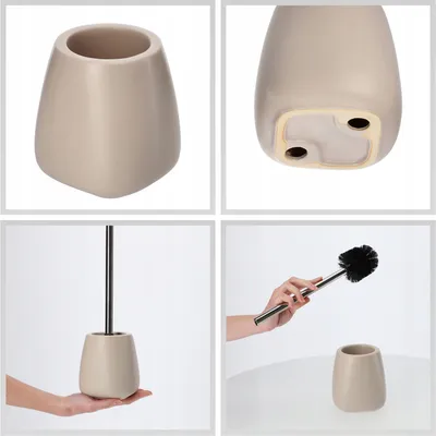 Obrázek produktu pro KADAX WC štětka s delší rukojetí s keramickou nádobou "Palmi", WC štětka, béžová, 2 kusy