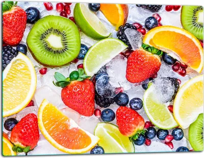 Image de Planche à découper en verre Plaque de recouvrement pour cuisinière Vitrocéramiquefeld Universal 52x40 cm Fruits