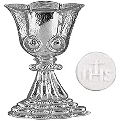 Wachsmotiv Kelch und Hostie, 6 cm, silber, 1 Stück