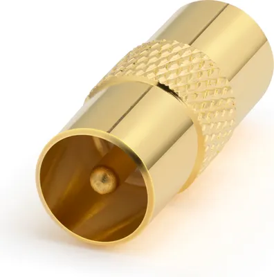 Produktbild von conecto Antennen-Adapter, IEC-Stecker auf IEC-Stecker, Adapter zum Verbinden von IEC-Anschlüssen, vergoldet