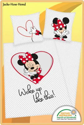 Produktbild von Minnie Mouse Bettwäsche Disney Herz Minnie Maus Woke up like this Gr. 135x200cm