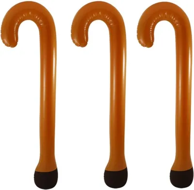 Productafbeelding van Opblaasbare wandelstok voor oude man - Set van 3 - Bruin