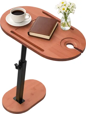 Produktbild von Relaxdays Beistelltisch höhenverstellbar, HxBxT 45-82x40x22 cm, Bambus, Metall, Ablagetisch, Wohnzimmer, natur/schwarz