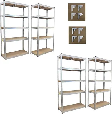 Produktbild von Schwerlastregal 180x90x40 cm, 4er Set, jeweils bis 875 kg belastbar, 5 verstellbare Böden, verzinktes Stahlgestell