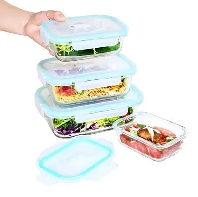 Produktbild von Glasbehälter mit Verschlussclips, Set mit 4 Stück