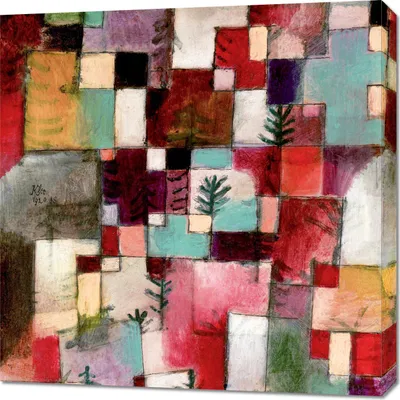 Immagine prodotto di Quadro 70x70 cm Rosso Verde, Paul Klee Vintage per il salotto