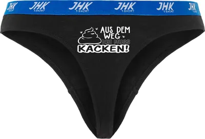 Produktbild von Damen Thong Slip - Boxer-0027-woman-black-v-L - schwarz - L - vorn - Aus dem Weg ich muss Kacken - lustiges Motiv - Spruch - Unterwäsche - Unterhose - Freizeit - lustig