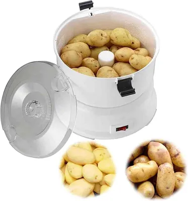 Productafbeelding van Elektrische Aardappelschiller - Automatische Groenteschiller - Snel Salade Bereiden - Eén Druk Op De Knop - 1 kg Capaciteit - Wit