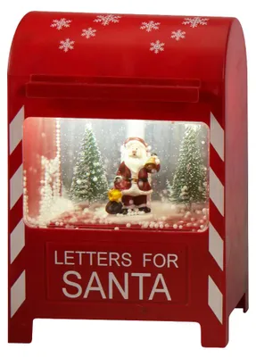 Produktbild von Weihnachtspostbox mit LED, Schneeeffekt und Melodie, 15 x 10,8 x 23 cm