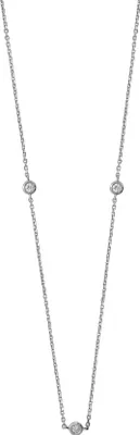 Produktbild von Edle 9 Karat (375) Weißgold Damen - Diamant Halskette Brillant-Schliff 0.21 Karat G - I1 I2 - 43cm*4mm; TRS2586