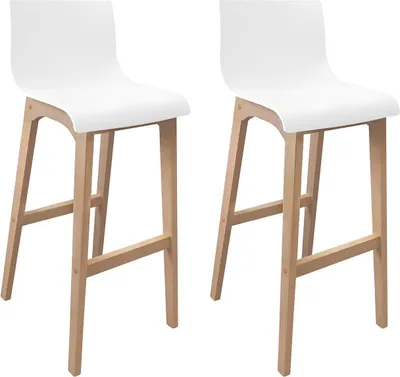 Produktbild von 75 cm TANNA Barhocker aus Eiche mit weißem Kunststoffsitz