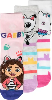 Produktbild von Gabby's Dollhouse Socken für Mädchen - Kinder Kindersocken Sneaker Söckchen Rosa/Grau (3er Pack) 23-26