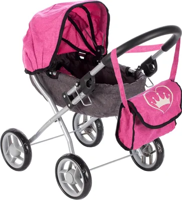 Obrázok produktu pre KIK KX4650 Štvorkolesový hlboký kočík pre bábiky ružový