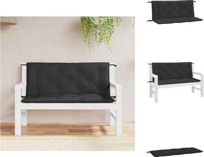 Produktbild von vidaXL Gartenbank-Auflagen 2 Stk. Schwarz 120x50x7 cm Oxford-Gewebe - Sitzpolster