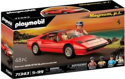 Image de PLAYMOBIL Magnum Ferrari 308 GTS Quattrovalvole, Voiture de Collection, Série Magnum P.I., 48 Pièces, Kidult