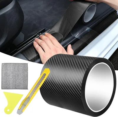 Imagen del producto de Película de fibra de carbono autoadhesiva, 10 cm x 5 m, protector para umbrales de puertas