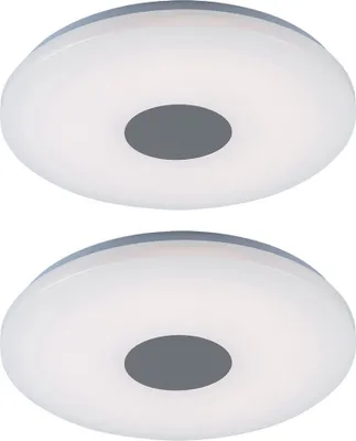Produktbild von 2er Set LED Deckenleuchte, Chrom, Acryl, rund, satiniert, 37,5 cm