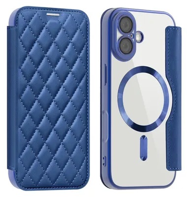 Produktbild von Für Apple iPhone 17 360 Grad Full Body Magsafe RFID Anti Datenklau Kunst Leder Hülle Tasche Dunkelblau