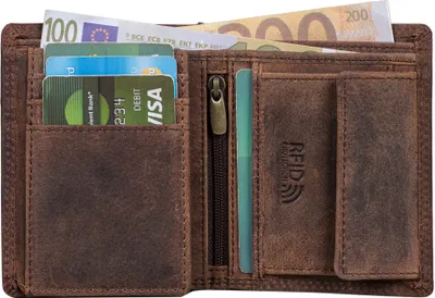 Produktbild von Benthill Kleine Herren Geldbörse Echt Leder - Männer Geldbeutel Mini mit RFID-Schutz - Slim Portemonnaie für Männer - Echtem Leder