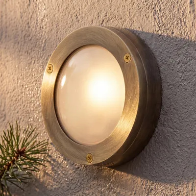 Produktbild von Außenwandlampe Terrasse Haus IP64 G9 Ø 14 cm Glas Messing Maritim Außenlampe Wand
