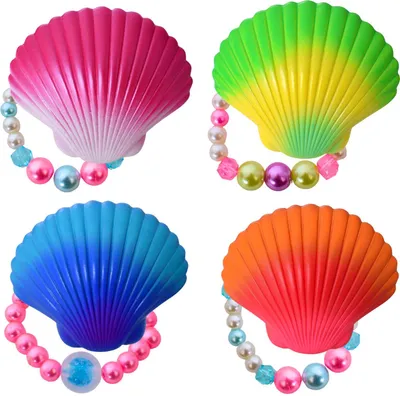 Produktbild von 4 Stück TE-Trend Magische Spielzeug Muschel Perlen Armband  Schmuck Kinderschmuck Mädchenarmband Mehrfarbig