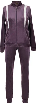Produktbild von RAIKOU Damen Schlafanzug 40/42 Nicki Velours Trainingsanzug mit Reißverschluss Dunkel Lila