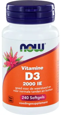 Produktbild von NOW Foods Vitamin D3 2000 IE - 240 Softgels