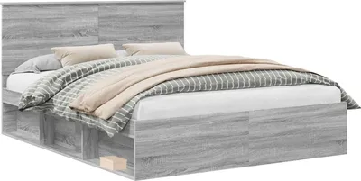 Zdjęcie produktu dla Rama łóżka vidaXL, kolor Sonoma, 160 x 200 cm, wykonana z litego drewna sosnowego
