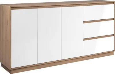 Produktbild von Sideboard >Lindenau< in Nachbildung Artisan Eiche/weiß hochglanz - 178x88x40 (BxHxT)