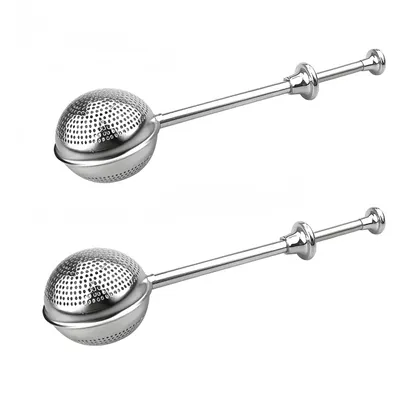 2er Set Teesieb Kugelform Edelstahl Teezange für losen Tee