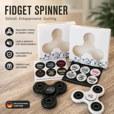 Produktbild von 10 x Fidget Spinner Schwarz + Weiß Geschenk Spielzeug Antistress Stress Angst