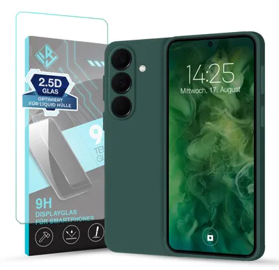 Produktbild von Hülle für Samsung Galaxy A27 5G mit 9H Displayglas Displayschutz Case Cover Bumper Smartphone Softgrip Schutzhülle Farbe: Grün