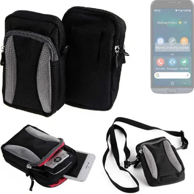 Produktbild von K-S-Trade Holster Schutz Hülle kompatibel mit Doro 8050 Handy Hülle Gürteltasche Umhängetasche mit Zusatzfach schwarz