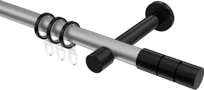 Produktbild von Interdeco Gardinenstange / Vorhangstange Silbergrau / Schwarz, Typ Prestige Elanto (Rillenzylinder), 20 mm Ø 1-läufig, 360 cm