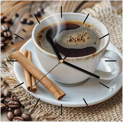 Produktbild von Wanduhr aus Glas mit Motiv Kaffee und Zimt- 30 x 30 cm - inkl. Aufhängesystem