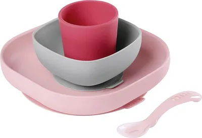 Produktbild von Geschirrset aus Silikon (4 St) - rosa