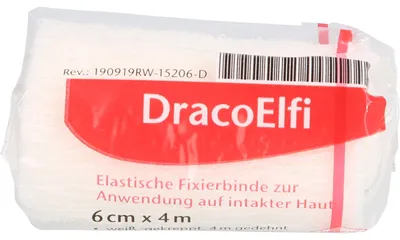 Produktbild von DracoElfi 6 cm x 4 m weiß elastischer Fixierverband, 1 St. Binde