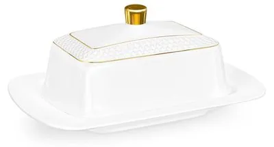 Zdjęcie produktu dla Maselniczka Wilmax z złotym brzegiem, 18,5 x 12,5 x 7,5 cm, porcelana, WL-880102601/A