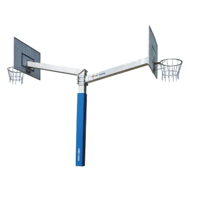 Produktbild von Sport-Thieme Basketballanlage "Fair Play Duo 2.0", Korb "Outdoor" abklappbar, Zielbrett: Gittergewebe